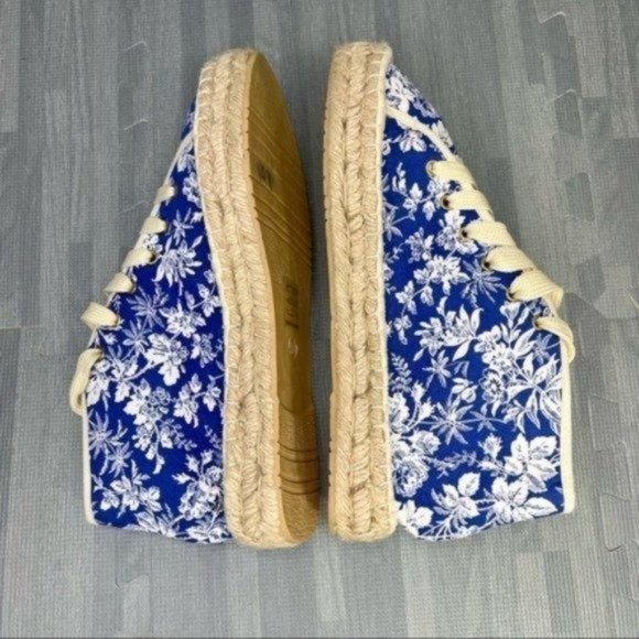 Asos Floral Lace Up Espadrilles Shoes Blue Women Size 9 - Picture 4 of 8